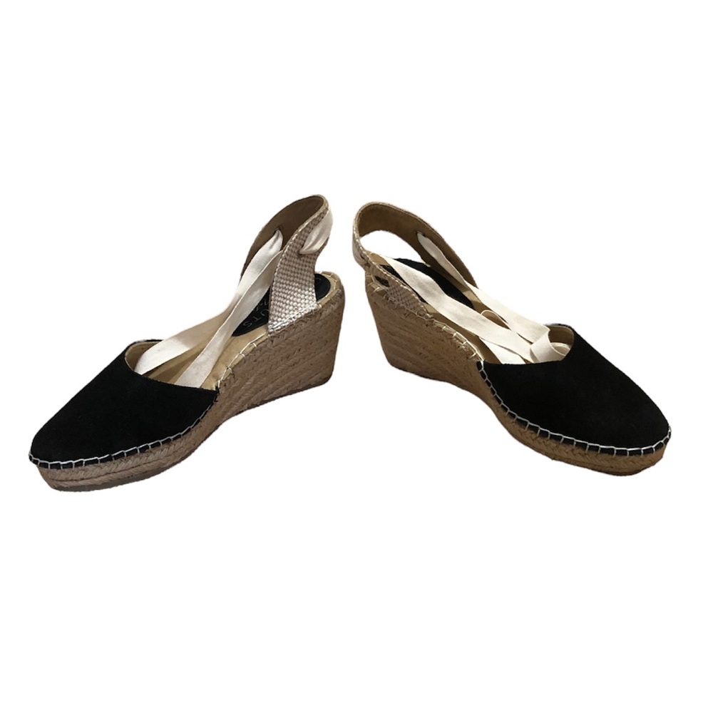 Coconuts by Matisse black & cream closed toe open back lace up wedge espadrilles - Picture 5 of 11